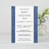 Invitation Denim Texture, Denim bleu, Baby shower (Debout devant)