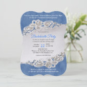 Invitation Denim Texture et fleur dentelle (Debout devant)