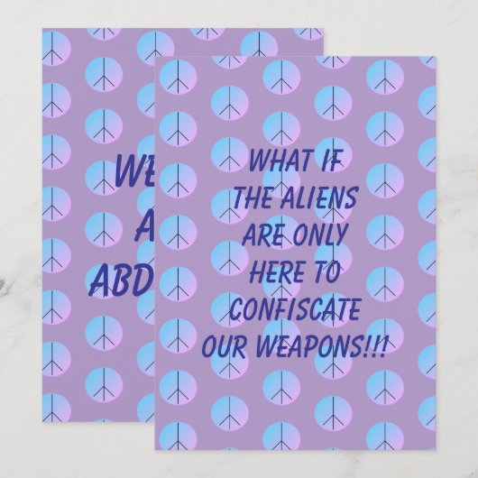 Invitation d'enlèvement par un extraterrestre avec (Devant / Derrière)