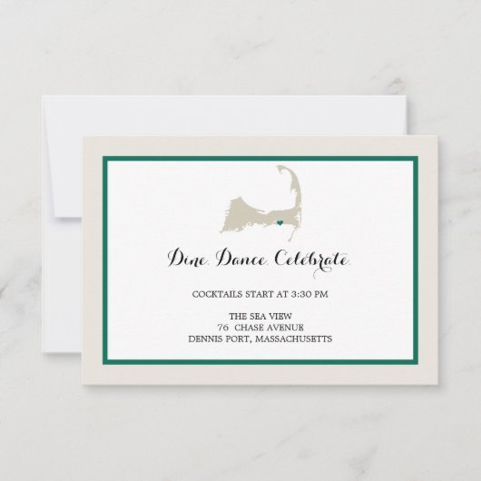 Invitation Dennis Port Cape Cod avec coeur | Réception (Devant)