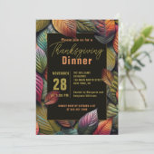 Invitation Dense Chevauchement Automne Feuilles Thankgiving (Debout devant)