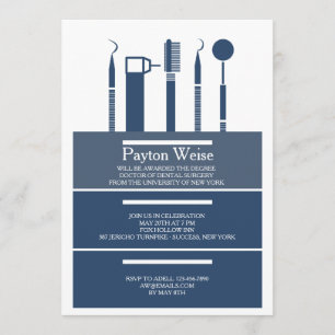 Invitation Dental Instruments Graduation Marine Blue Invitati