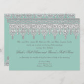 Invitation Dentelle à goutte d'oreille, bleu clair Aqua - Mar (Devant / Derrière)