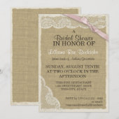 Invitation Dentelle antique et Fête des mariées à cou rose (Devant / Derrière)