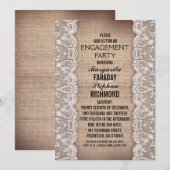 Invitation dentelle antique et tonneau rustique (Devant / Derrière)
