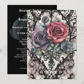 Invitation Dentelle aquarelle et Mariage d'élégance gothique  (Devant / Derrière)