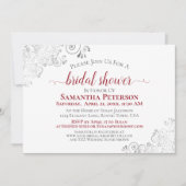 Invitation Dentelle argentée Elégante Fête des mariées rouge (Devant)