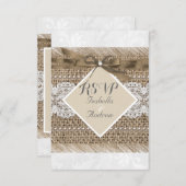 Invitation Dentelle beige Mariage rustique Burlap Pearl Blanc (Devant / Derrière)