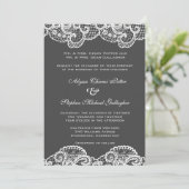 Invitation Dentelle blanche au choix de la couleur arrière - (Debout devant)