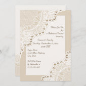 Invitation Dentelle blanche avec perles dîner de répétition m (Devant / Derrière)