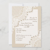 Invitation Dentelle blanche avec perles mariage douche nuptia (Devant)