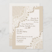 Invitation Dentelle blanche avec perles mariage douche nuptia (Devant / Derrière)