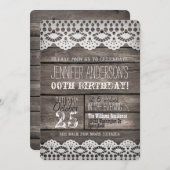 Invitation Dentelle blanche, bois Brown rustique Adulte Ado A (Devant / Derrière)