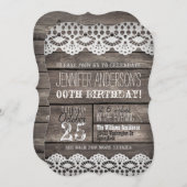 Invitation Dentelle blanche et bois Brown rustique Ado adulte (Devant / Derrière)