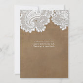 Invitation Dentelle blanche et daim Brown Rustique Chic Maria (Dos)
