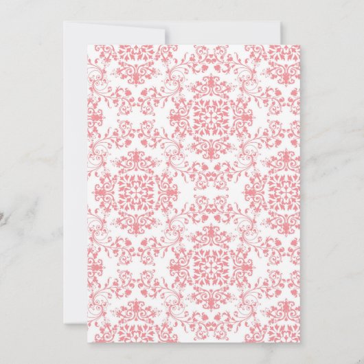 Invitation Dentelle blanche et Damas rose sucré 16 5x7 (Dos)