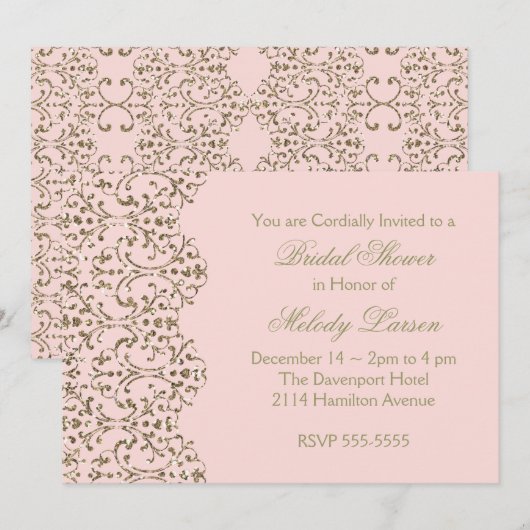 Invitation Dentelle blanche et dorée (Devant / Derrière)