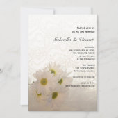 Invitation Dentelle blanche et marguerites Mariage floral (Devant)
