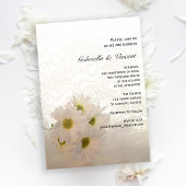 Invitation Dentelle blanche et marguerites Mariage floral