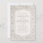 Invitation Dentelle blanche et mariage campagnard rustique en (Devant)
