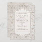 Invitation Dentelle blanche et mariage campagnard rustique en (Devant / Derrière)