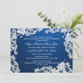 Invitation Dentelle blanche et Mariage de saphir profond (Debout devant)