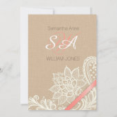 Invitation Dentelle blanche lin et Fête des mariées de ruban  (Dos)