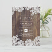 Invitation Dentelle blanche | Mariage en bois de grange (Debout devant)
