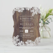 Invitation Dentelle blanche | Mariage en bois de grange (Debout devant)