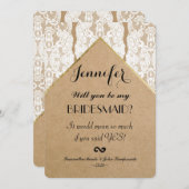 Invitation Dentelle blanche, or et papier Recyclé chic et cla (Devant / Derrière)