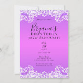 Invitation Dentelle blanche rose et violet sale 30 30e annive (Devant)