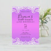 Invitation Dentelle blanche rose et violet sale 30 30e annive (Debout devant)