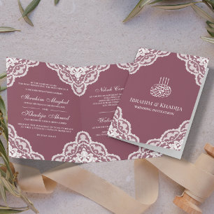 Invitation Dentelle blanche rose Mariage musulman Photo