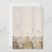 Invitation Dentelle blanche, ruban, fleur et mariage en bois (Dos)