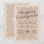 Invitation Dentelle blanche rustique et Fête des mariées Mari (Devant / Derrière)