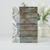Invitation dentelle blanche rustique mariage en bois de grang (Debout devant)