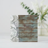 Invitation dentelle blanche rustique mariage en bois de grang (Debout devant)