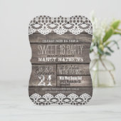 Invitation Dentelle blanche sur bois Brown rustique sucré 16  (Debout devant)