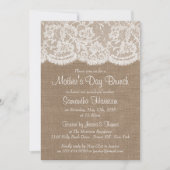 Invitation Dentelle blanche sur Burlap Rustique Brunch de la  (Devant)