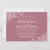 Invitation Dentelle blanche sur Dusty Rose Fête des mariées é (Devant)
