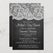 Invitation Dentelle blanche sur le tableau noir Brunch Fête d (Devant / Derrière)