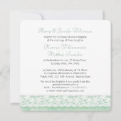 Invitation Dentelle blanche verte mariage mariées parents inv (Dos)
