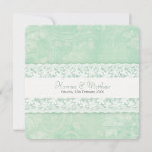 Invitation Dentelle blanche verte mariage mariées parents inv (Devant)