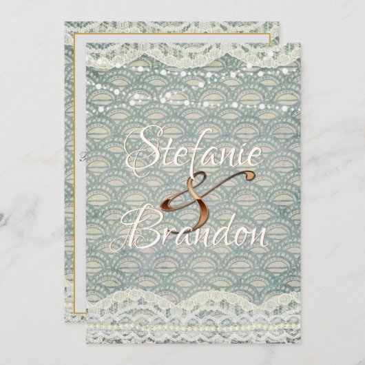 Invitation Dentelle bleu ardoise (Devant / Derrière)