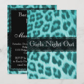 Invitation Dentelle bleu Cheetah Imprimer Bachelorette (Devant / Derrière)