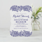 Invitation Dentelle bleu et blanc de la Marine (Debout devant)