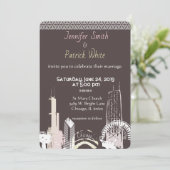 Invitation Dentelle bleue de la marine de Chicago Skyline (Debout devant)