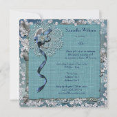 Invitation Dentelle bleue et diamants 45e anniversaire (Dos)