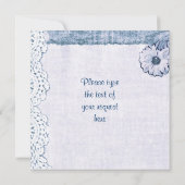 Invitation Dentelle bleue sur le burlap Tu seras ma servante (Dos)