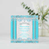 Invitation Dentelle bleue turquoise Princesse Quinceanera Dia (Debout devant)